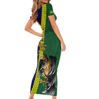 Manu'a Island and American Samoa Family Matching Short Sleeve Bodycon Dress and Hawaiian Shirt Rooster and Eagle Mascot