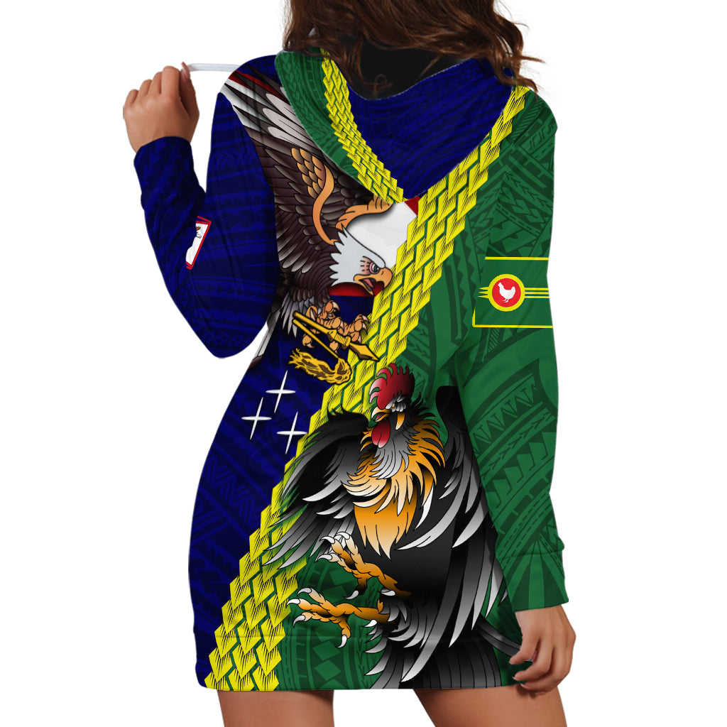 Manu'a Island and American Samoa Hoodie Dress Rooster and Eagle Mascot