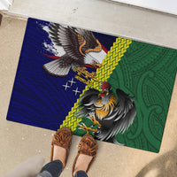 Manu'a Island and American Samoa Rubber Doormat Rooster and Eagle Mascot