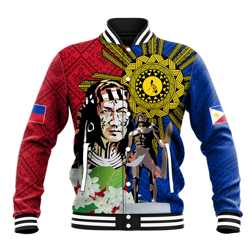 Philippines Lapu-Lapu Baseball Jacket Filipino Sun Tattoo With Yakan Pattern