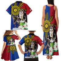 Philippines Lapu-Lapu Family Matching Tank Maxi Dress and Hawaiian Shirt Filipino Sun Tattoo With Yakan Pattern