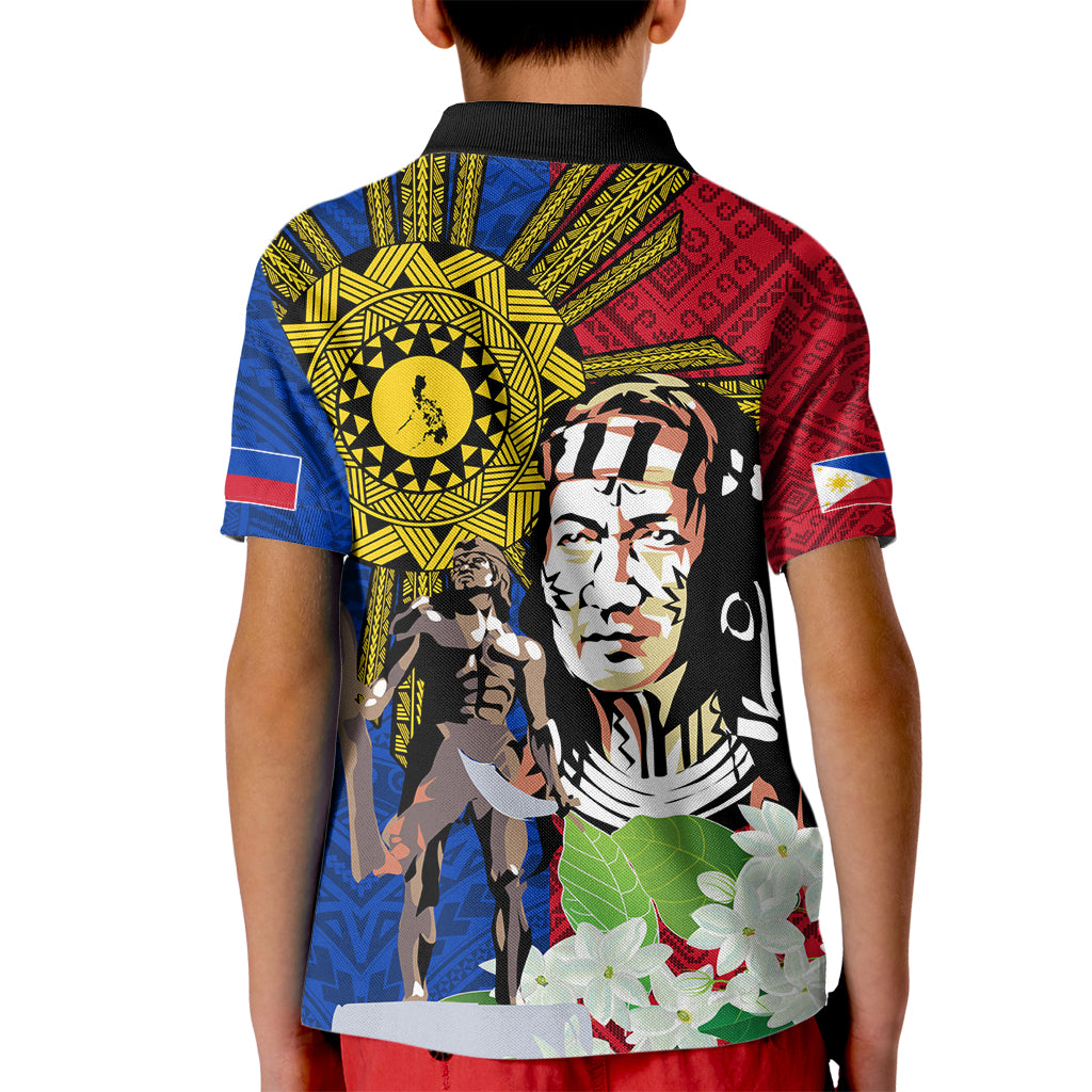 Philippines Lapu-Lapu Kid Polo Shirt Filipino Sun Tattoo With Yakan Pattern