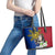 Philippines Lapu-Lapu Leather Tote Bag Filipino Sun Tattoo With Yakan Pattern