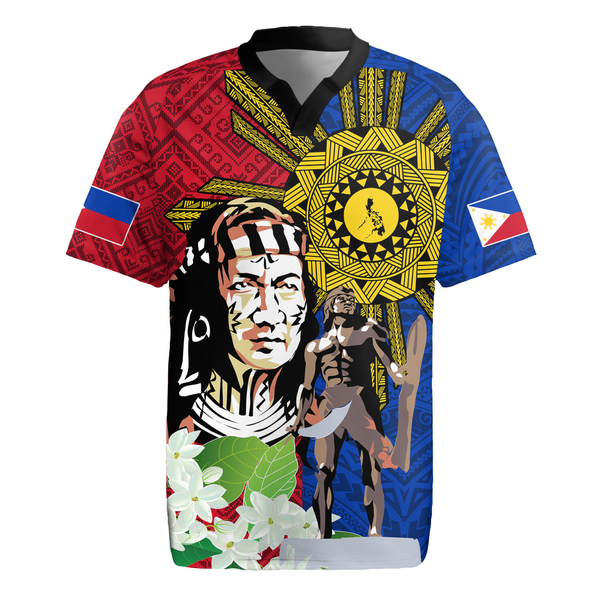 Philippines Lapu-Lapu Rugby Jersey Filipino Sun Tattoo With Yakan Pattern