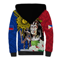 Philippines Lapu-Lapu Sherpa Hoodie Filipino Sun Tattoo With Yakan Pattern