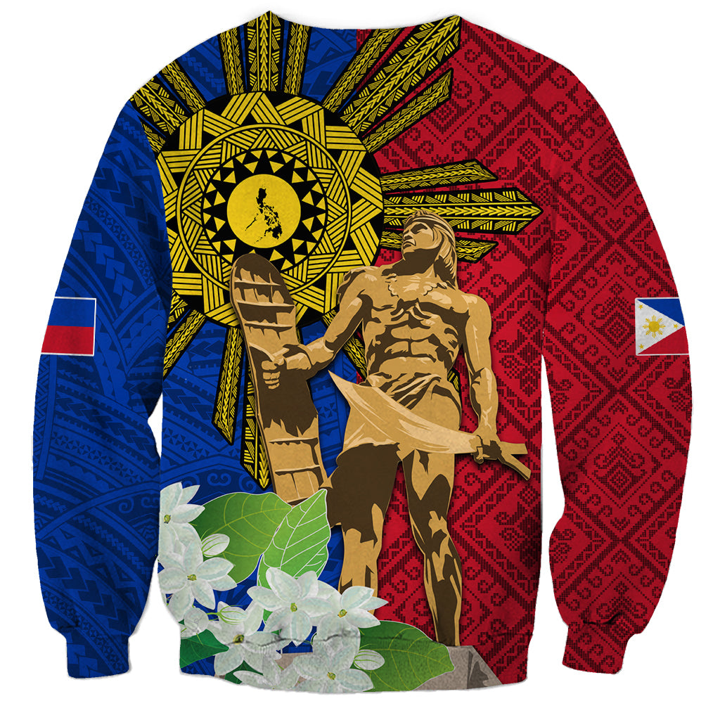 Philippines Lapu Lapu King Jasmine Flowers Sweatshirt Filipino Sun Tattoo