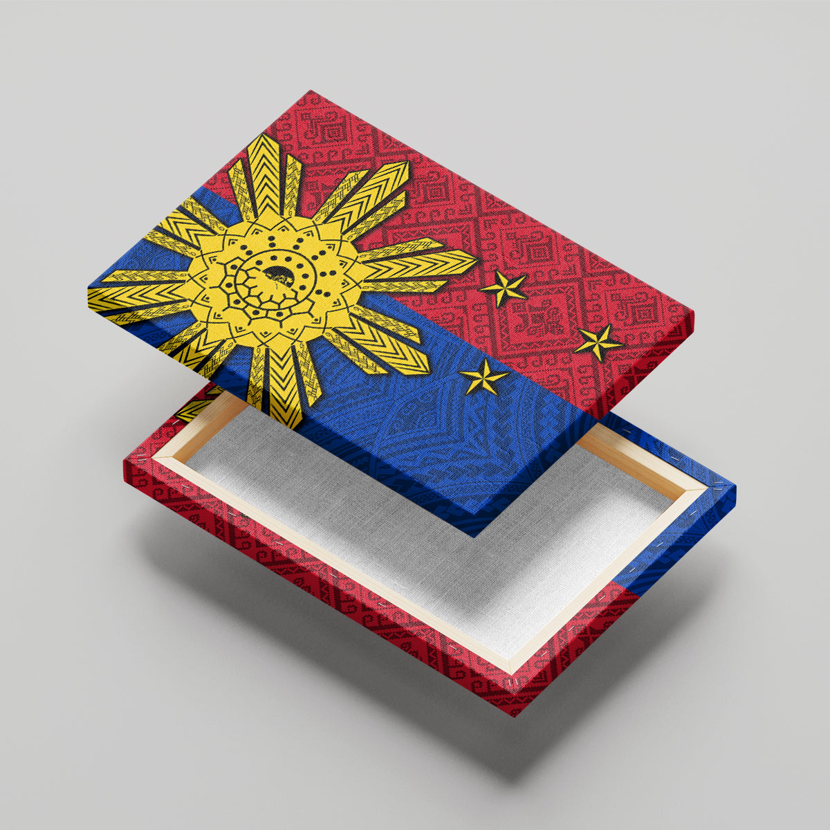 Philippines Sun Batok Tattoo Canvas Wall Art Polynesian and Yakan Pattern