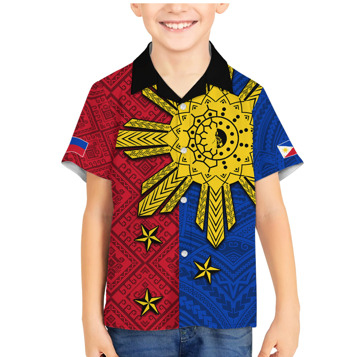 Philippines Sun Batok Tattoo Family Matching Mermaid Dress and Hawaiian Shirt Polynesian and Yakan Pattern