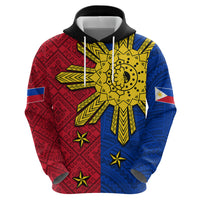 Philippines Sun Batok Tattoo Zip Hoodie Polynesian and Yakan Pattern