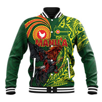Proud of Manu'a Islands Baseball Jacket Rooster and Polynesian Art Wing Style