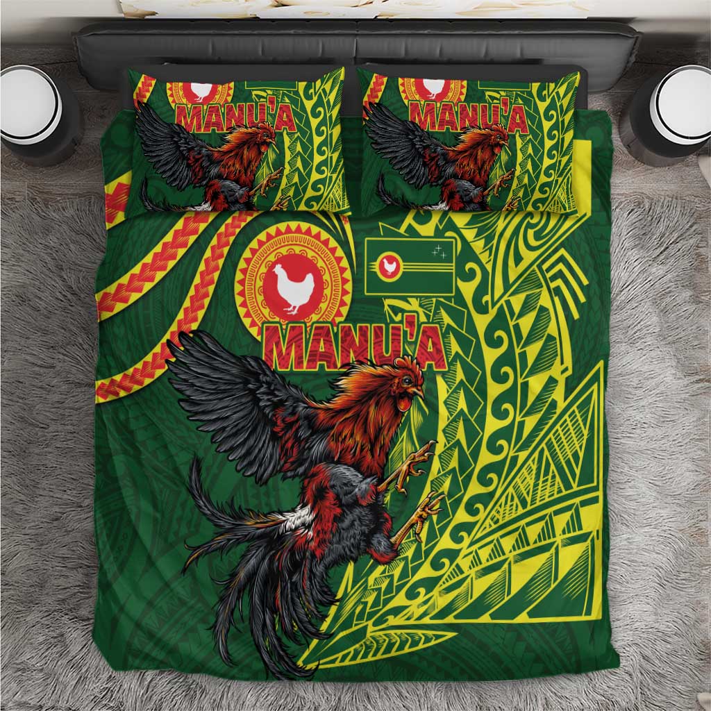 Proud of Manu'a Islands Bedding Set Rooster and Polynesian Art Wing Style