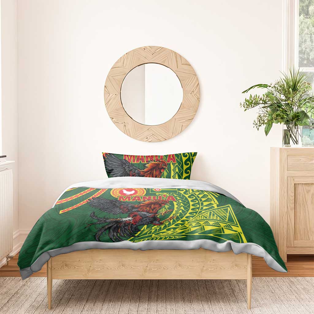 Proud of Manu'a Islands Bedding Set Rooster and Polynesian Art Wing Style