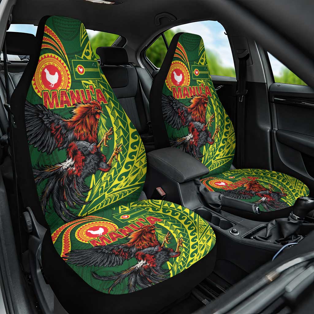 Proud of Manu'a Islands Car Seat Cover Rooster and Polynesian Art Wing Style