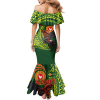 Proud of Manu'a Islands Family Matching Mermaid Dress and Hawaiian Shirt Rooster and Polynesian Art Wing Style LT03 - Polynesian Pride