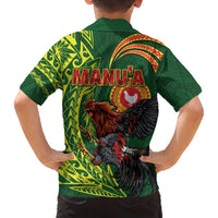 Proud of Manu'a Islands Family Matching Off The Shoulder Long Sleeve Dress and Hawaiian Shirt Rooster and Polynesian Art Wing Style