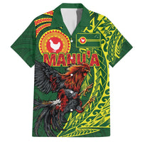 Proud of Manu'a Islands Family Matching Off Shoulder Maxi Dress and Hawaiian Shirt Rooster and Polynesian Art Wing Style LT03 Dad's Shirt - Short Sleeve Green - Polynesian Pride