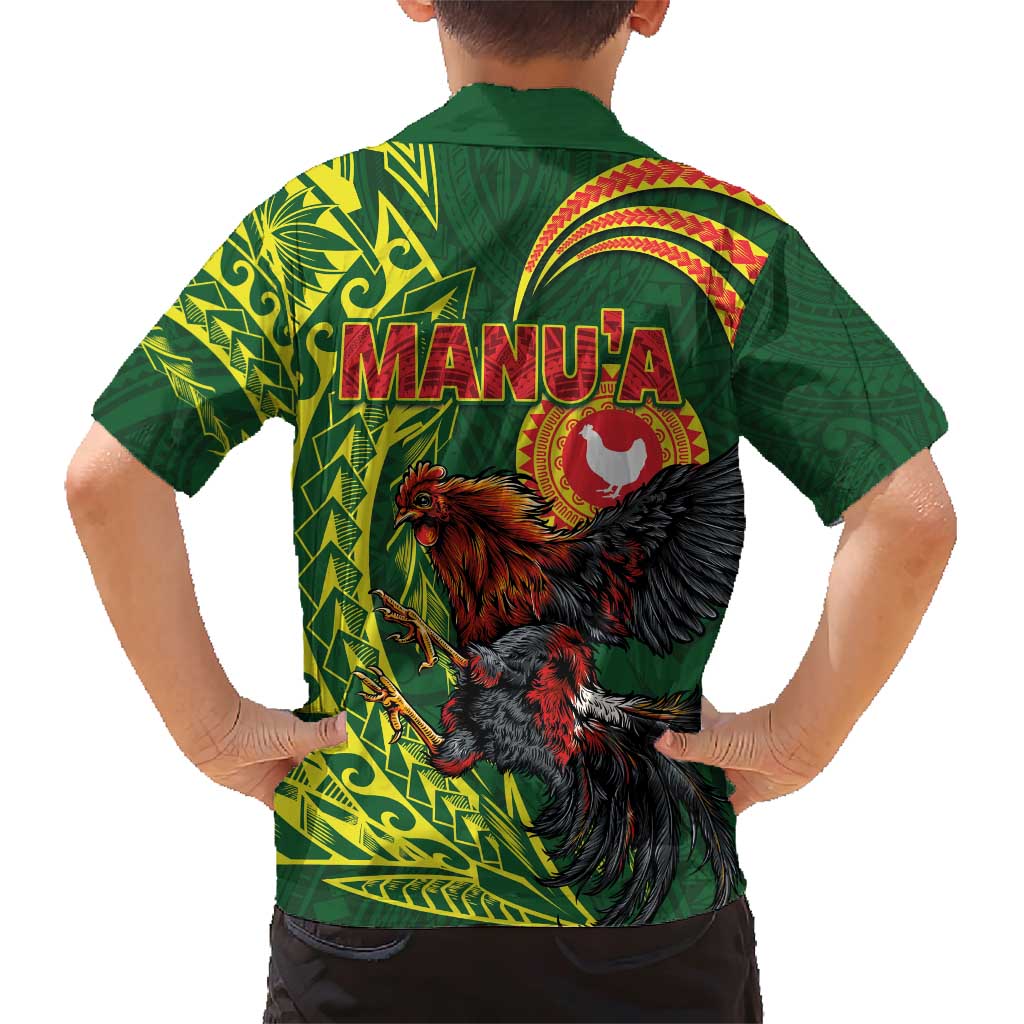 Proud of Manu'a Islands Family Matching Short Sleeve Bodycon Dress and Hawaiian Shirt Rooster and Polynesian Art Wing Style LT03 - Polynesian Pride