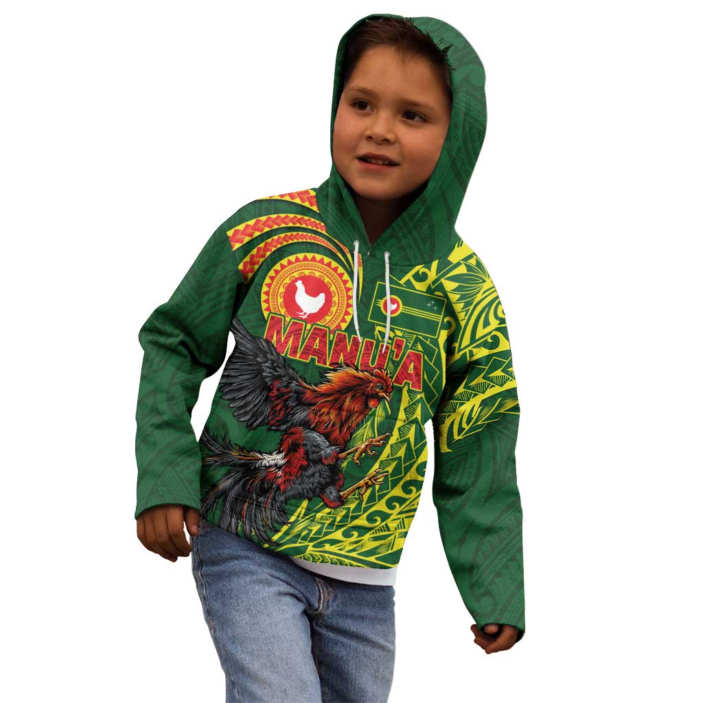 Proud of Manu'a Islands Kid Hoodie Rooster and Polynesian Art Wing Style
