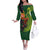 Proud of Manu'a Islands Off The Shoulder Long Sleeve Dress Rooster and Polynesian Art Wing Style