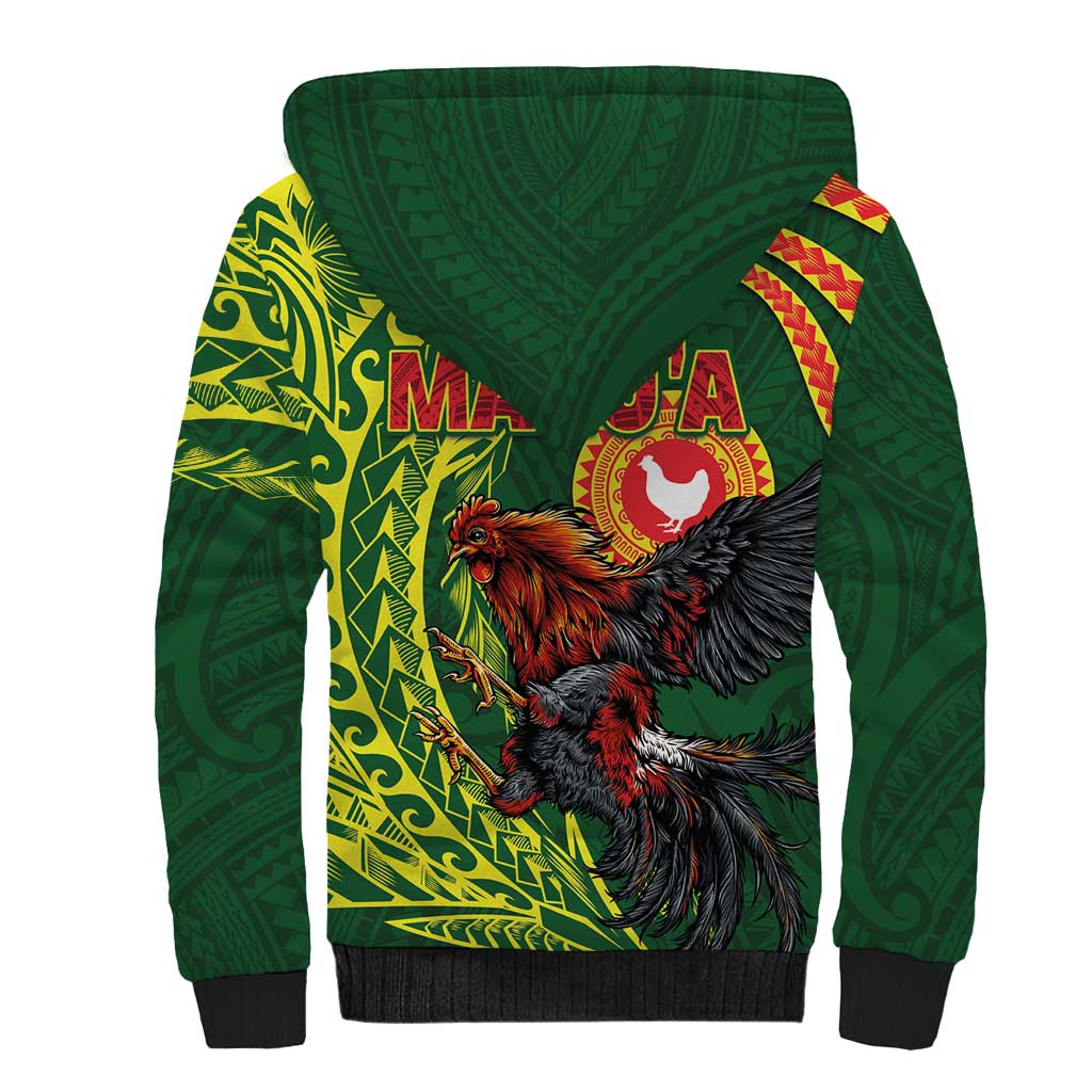 Proud of Manu'a Islands Sherpa Hoodie Rooster and Polynesian Art Wing Style