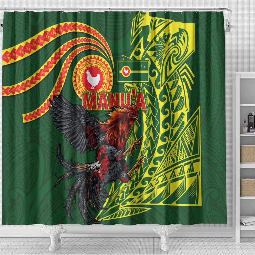 Proud of Manu'a Islands Shower Curtain Rooster and Polynesian Art Wing Style