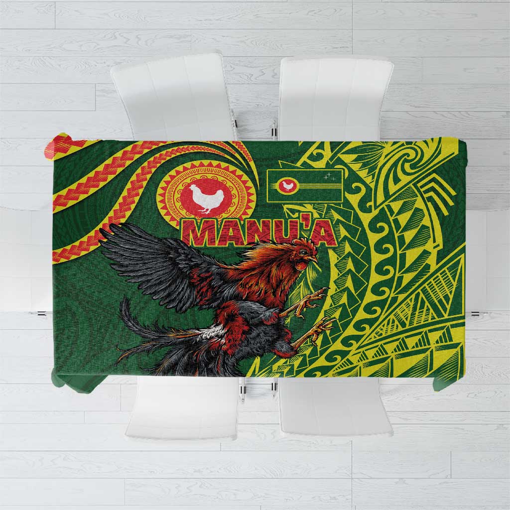 Proud of Manu'a Islands Tablecloth Rooster and Polynesian Art Wing Style