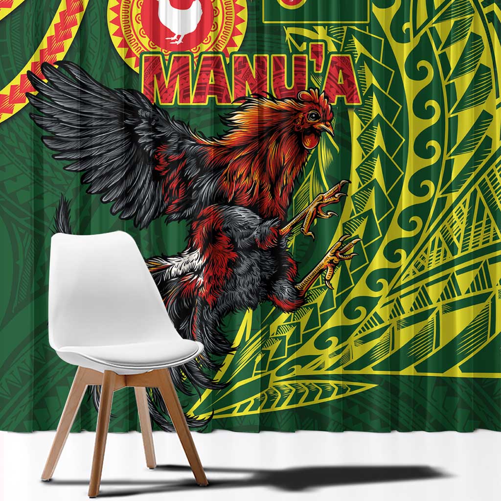 Proud of Manu'a Islands Window Curtain Rooster and Polynesian Art Wing Style