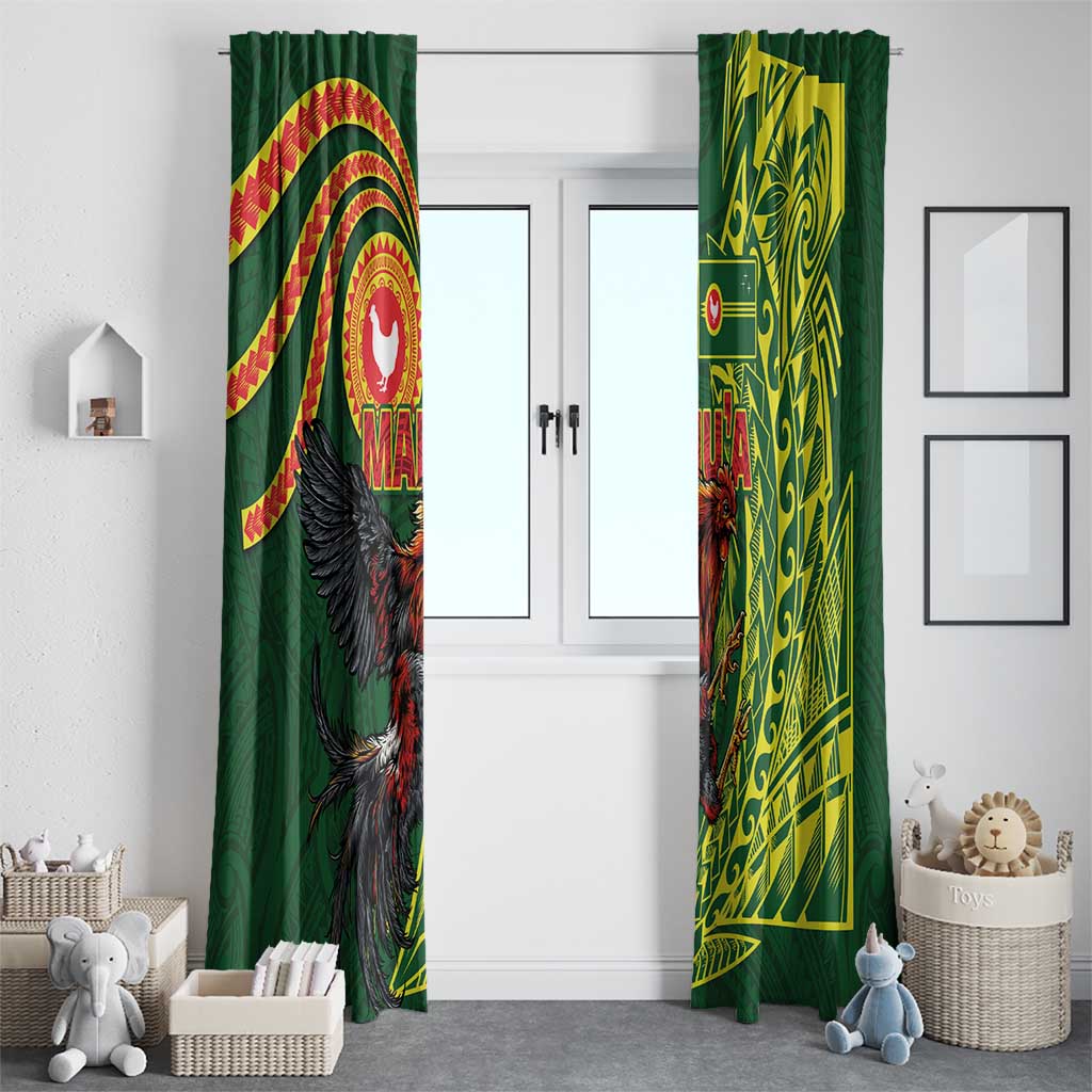 Proud of Manu'a Islands Window Curtain Rooster and Polynesian Art Wing Style