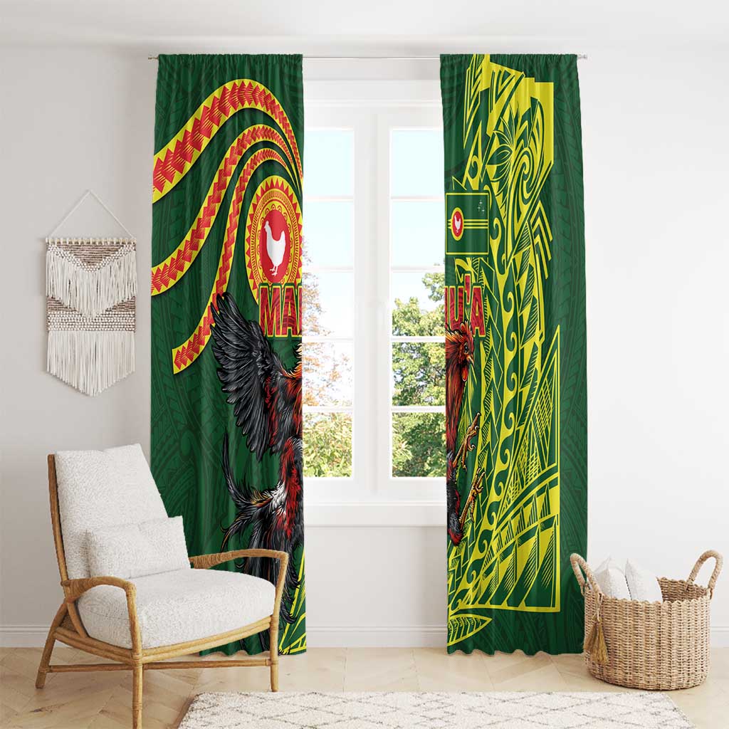 Proud of Manu'a Islands Window Curtain Rooster and Polynesian Art Wing Style