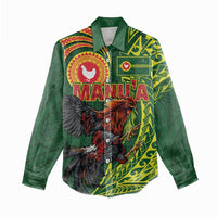 Proud of Manu'a Islands Women Casual Shirt Rooster and Polynesian Art Wing Style LT03 - Polynesian Pride