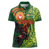 Proud of Manu'a Islands Women Polo Shirt Rooster and Polynesian Art Wing Style