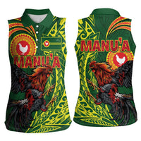 Proud of Manu'a Islands Women Sleeveless Polo Shirt Rooster and Polynesian Art Wing Style LT03 - Polynesian Pride