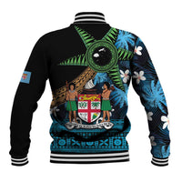 Fiji Day Baseball Jacket Palm Tree With Plumeria Tapa Tribal Pattern LT03 - Polynesian Pride