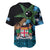 Fiji Day Baseball Jersey Palm Tree With Plumeria Tapa Tribal Pattern