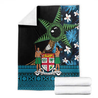Fiji Day Blanket Palm Tree With Plumeria Tapa Tribal Pattern
