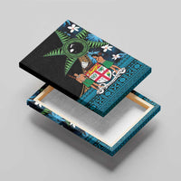 Fiji Day Canvas Wall Art Palm Tree With Plumeria Tapa Tribal Pattern