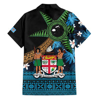 Fiji Day Family Matching Long Sleeve Bodycon Dress and Hawaiian Shirt Palm Tree With Plumeria Tapa Tribal Pattern LT03 - Polynesian Pride