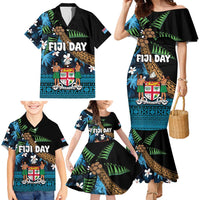 Fiji Day Family Matching Mermaid Dress and Hawaiian Shirt Palm Tree With Plumeria Tapa Tribal Pattern LT03 - Polynesian Pride