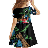 Fiji Day Family Matching Short Sleeve Bodycon Dress and Hawaiian Shirt Palm Tree With Plumeria Tapa Tribal Pattern LT03 - Polynesian Pride