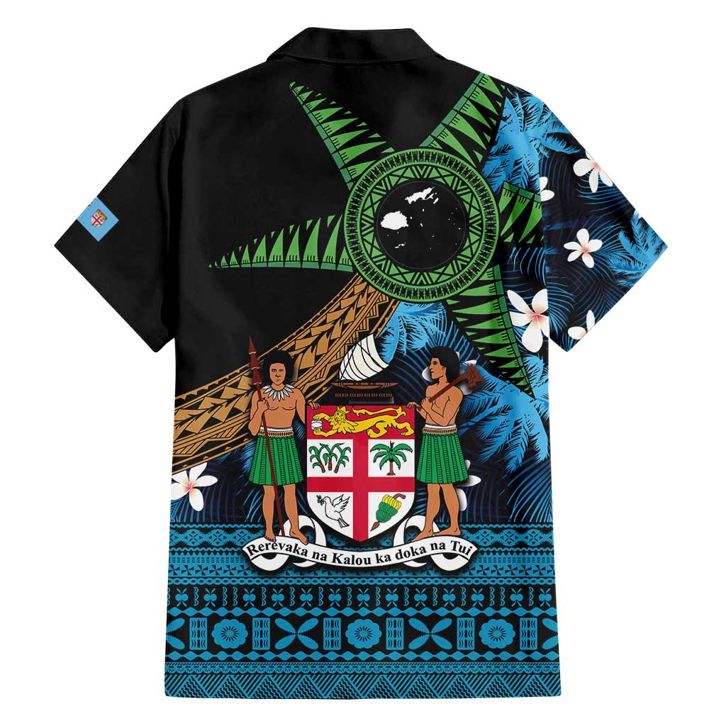 Fiji Day Family Matching Short Sleeve Bodycon Dress and Hawaiian Shirt Palm Tree With Plumeria Tapa Tribal Pattern LT03 - Polynesian Pride