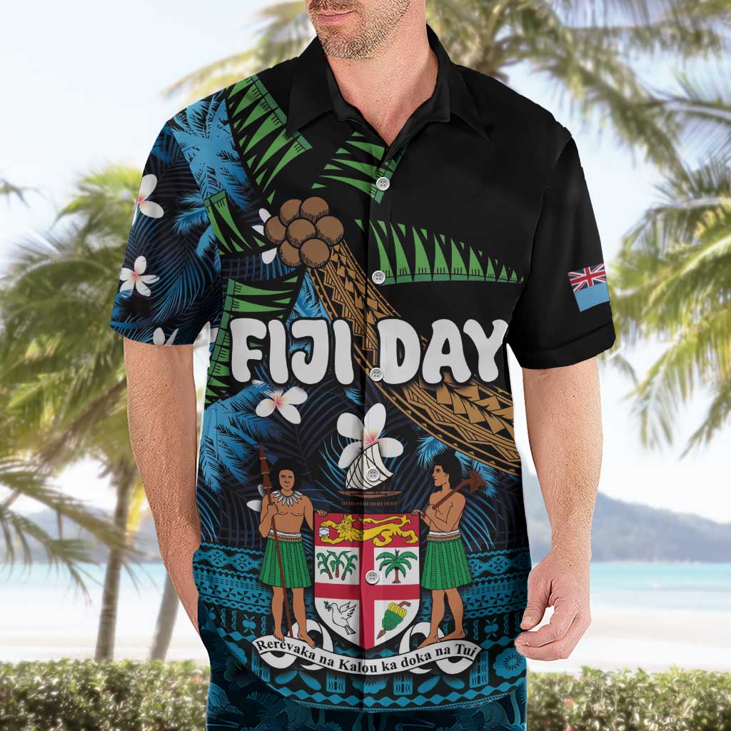 Fiji Day Hawaiian Shirt Palm Tree With Plumeria Tapa Tribal Pattern LT03 - Polynesian Pride