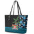 Fiji Day Leather Tote Bag Palm Tree With Plumeria Tapa Tribal Pattern