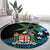 Fiji Day Round Carpet Palm Tree With Plumeria Tapa Tribal Pattern