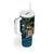 Fiji Day Tumbler With Handle Palm Tree With Plumeria Tapa Tribal Pattern