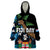 Fiji Day Wearable Blanket Hoodie Palm Tree With Plumeria Tapa Tribal Pattern