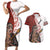 Maori Warrior Couples Matching Short Sleeve Bodycon Dress and Hawaiian Shirt Silver Fern New Zealand Map With Kowhaiwhai Pattern LT03 Red - Polynesian Pride