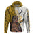 Maori Warrior Hoodie Silver Fern New Zealand Map With Kowhaiwhai Pattern LT03 Gold - Polynesian Pride