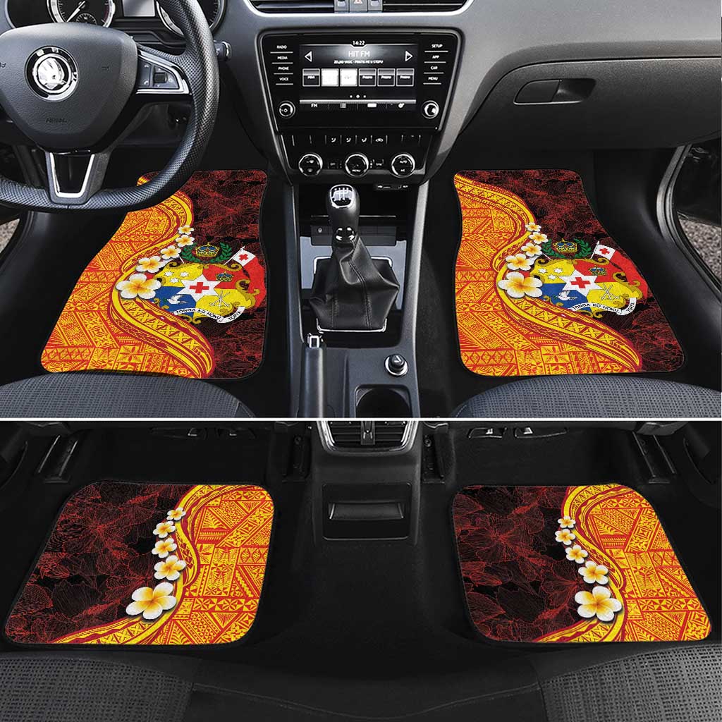 Tonga Culture Car Mats Ngatu Pattern with Plumeria and Hibiscus