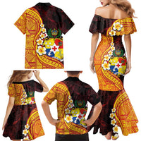 Tonga Culture Family Matching Mermaid Dress and Hawaiian Shirt Ngatu Pattern with Plumeria and Hibiscus LT03 - Polynesian Pride