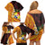 Tonga Culture Family Matching Off Shoulder Short Dress and Hawaiian Shirt Ngatu Pattern with Plumeria and Hibiscus